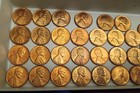 Lot  of 34 Mixed Date BU/AU UNC Wheat Cents ALL RED WITH DEEP MINT LUSTER — photo 1