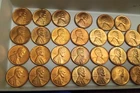 Lot  of 34 Mixed Date BU/AU UNC Wheat Cents ALL RED WITH DEEP MINT LUSTER