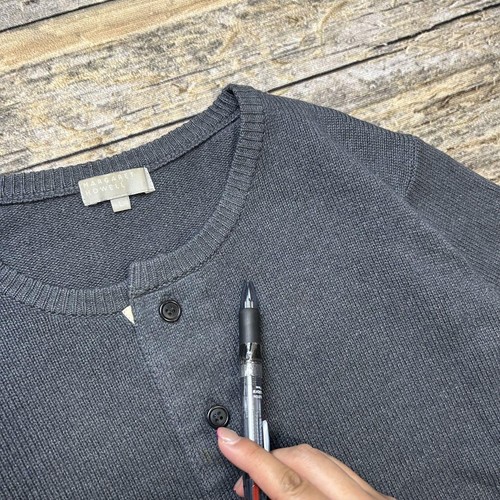 MARGARET HOWELL L/S Half Button Knit Top Sweater Wool Cashmere Silk Dark Gray L - Picture 8 of 16