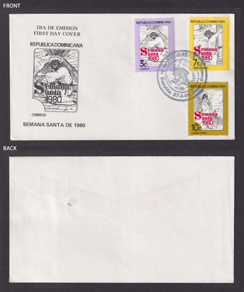 Dominican Republic 1980 FDC First Day Cover Holy Week Sc 824 C305-C306 - Image 3 of 3