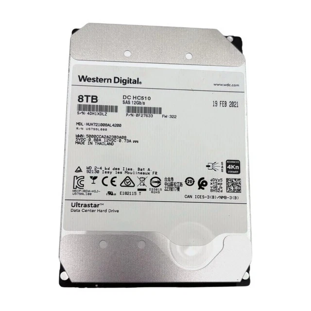HGST SAS Internal Hard Disk Drives 8 TB Storage Capacity for sale