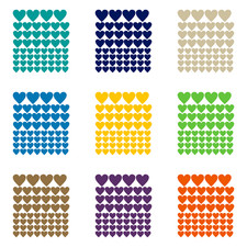 Klebepunkte Markierungspunkte  Herz Set Aufkleber 10 14 20 23 Farben auswahlbar