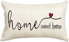 Home Sweet Home Quotes Lumbar Throw Pillow Covers, 12X20 Inch Farmhouse Decor D