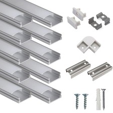 10-Pack 3.3ft/1Meter U Shape LED Aluminum Channel System with Milky Cover, En...