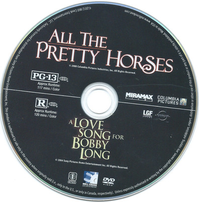 All the Pretty Horses / A Love Song for Bobby Long DVD Just the DF Movie Disc