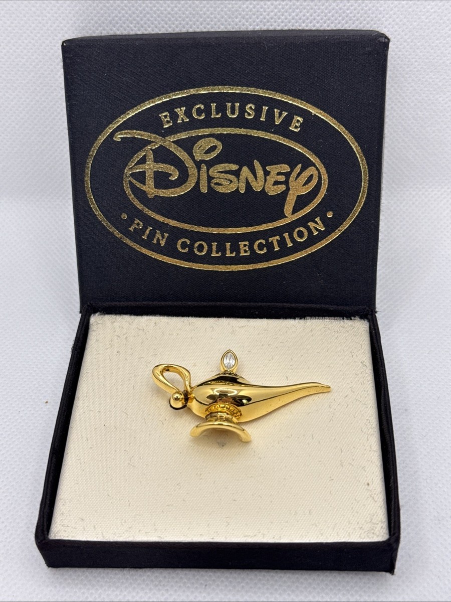 Disney Napier Aladdin Gold Genie Magic Lamp Jeweled Brooch Jewelry