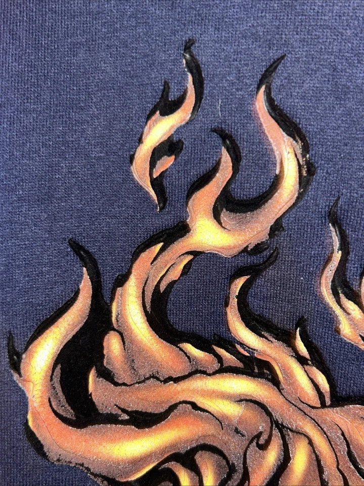 Винтажная мужская толстовка с капюшоном JNCO LG синий пылающий череп фигурист тисненый 3D пуловер Y2K РЕДКАЯ - Изображение 4 из 4