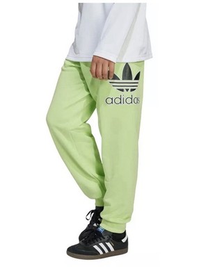 Adidas $45 kids big logo oversized sweatpants joggers M medium pulse lime green