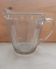 Vtg 1930's EKCO Chicago Glass 4 Cup Ribbed Pitcher #7216 USA Farmhouse -A&J