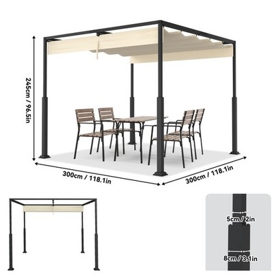 Pavillon Pergola 3x3M / 3x4M Gartenpavillon Sichtschutz Gartenzelt Sonnenschutz