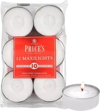 Prices Maxi Tealights Pack of 12 Unscented 10 Hour Burn Time Quality White