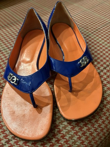 Gently Used Stunning Escada Blue Patent Leather Shoes, Sz 7.5, Made In Italy