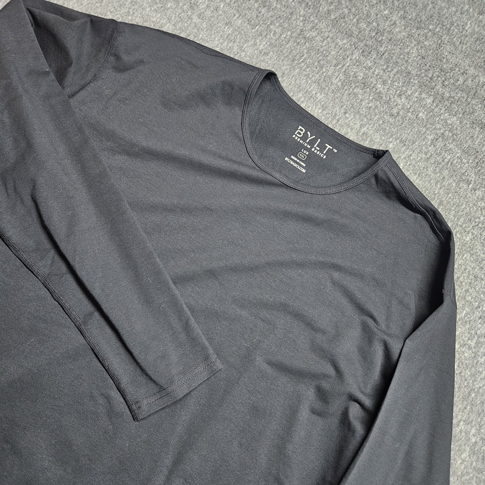 BYLT Shirt 2XL NWT Black Drop Cut L/S Lux Premium Basics Top T-Shirt