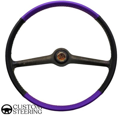 FOR EDSEL VILLAGER 1958-1960 Purple And Black Perforated Leather Steering Wheel Cover