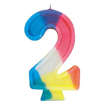 Unique Party Unique Vibrant Number 2 Rainbow Birthday Candle 2 75 Perfect