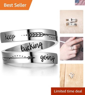 Unique Silver Inspirational Ring - Adjustable Size Encouragement Gift for Women