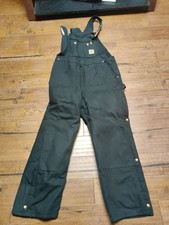 Carhartt Duck Canvae Insulated Bib Overall Black Mens Size Med Short -BLK NWOT