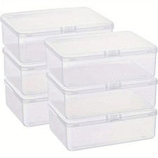 6pcs 2.5x1.73x0.78 Rectangle Clear Plastic Bead Storage Containers Box Case