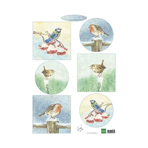 Marianne Design A4 Cardtoppers Cutting Sheet - Tiny's Birds in Winter IT605