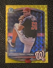 2025 Bowman Draft Travis Sykora Yellow Geometric Refractor /75 BDC-137 Nationals