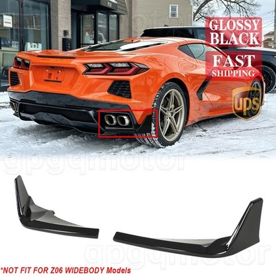 For Corvette C8 Stingray Z51 2020-25 Gloss Black Add-On Rear Bumper Side Aprons