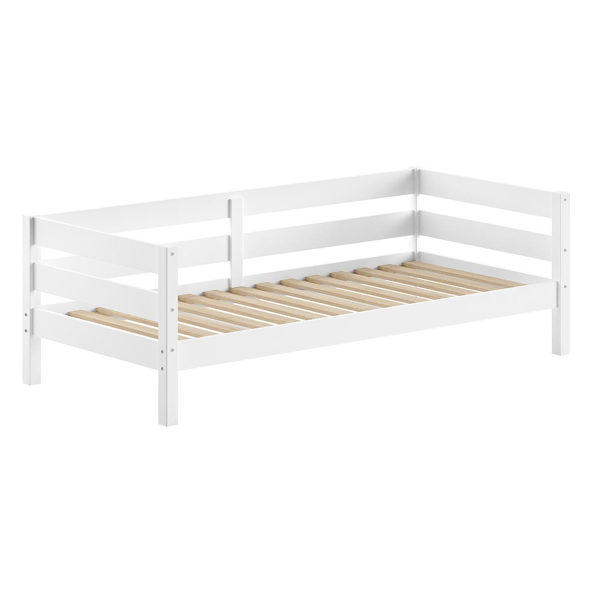 Lit enfant 90x200cm Margrit blanc pour chambre partagée gain de place