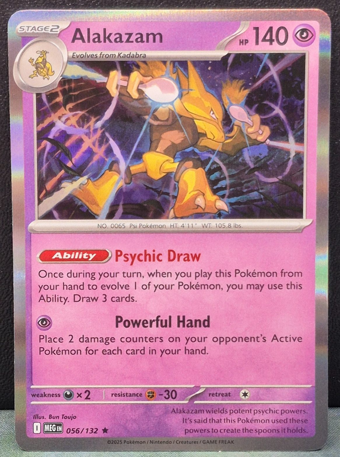 Alakazam 056/132 Holo Mega Evolution Pokemon TCG Near Mint Card MEG Foil NM