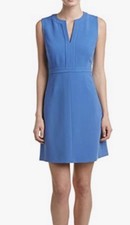 9 NWT Diane Von Furstenberg Fleur Split Neck Shift Dress Cornflower Blue $368 10