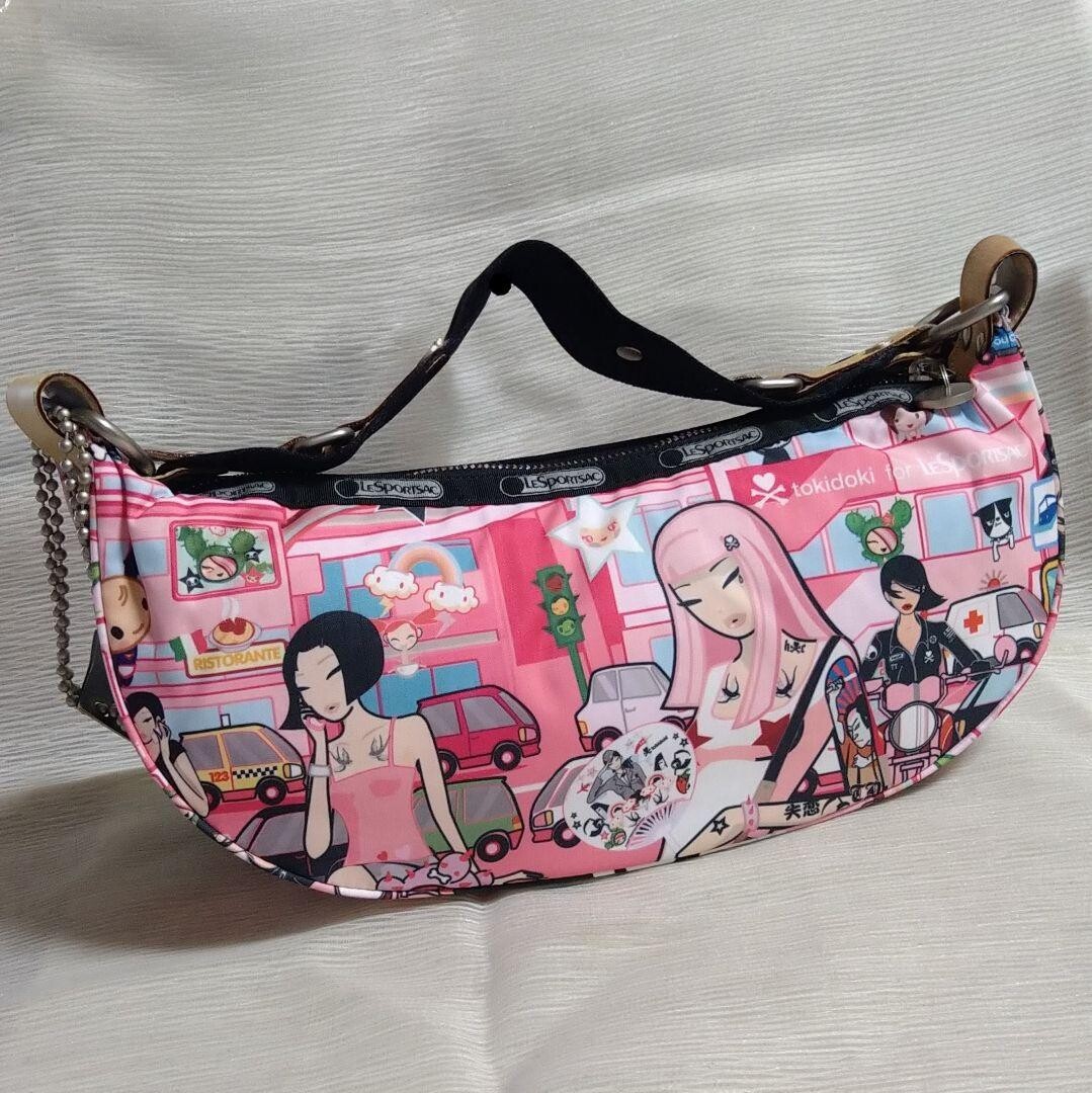 LeSportsac tokidoki Citta Rosa Hobo Shoulder Bag Nylon Pink Charm Women image 10