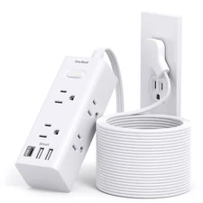 20Ft Extension Cord with Multiple Outlets, Flat Plug Power Strip Surge Protec...