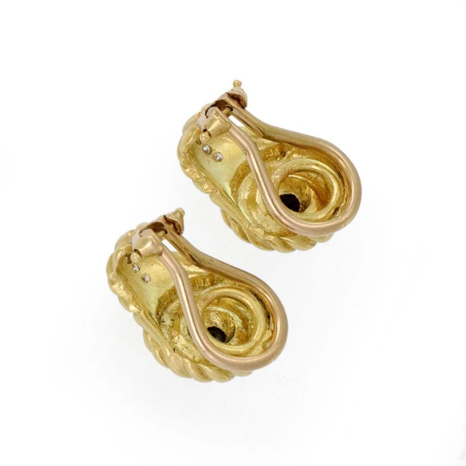 Judith Ripka Diamond Pearl 18k Yellow Gold Huggie Earrings - Image 4 of 4