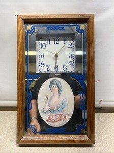 Vintage Pepsi Cola Wooden Victorian Mirror Wall Clock 15 ¼"x 9 ¼"
