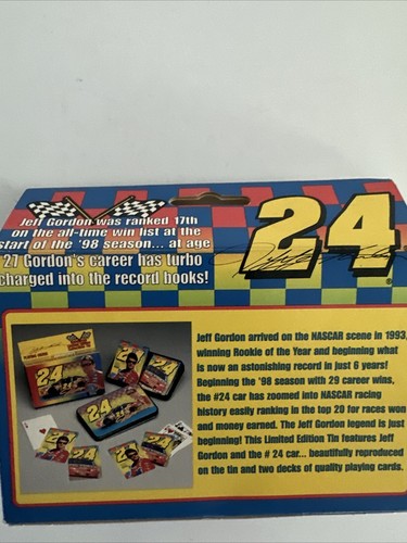 Jeff Gordan #24 Playing Cards NASCAR Two Sealed Decks in Collectible Tin Racing - Picture 6 of 8