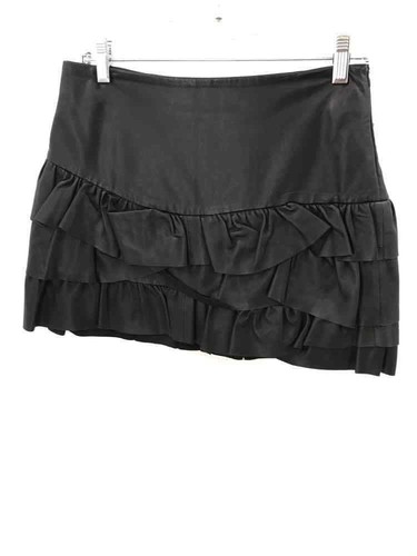 Pre-Owned Maje Black Size 38 Leather Mini Skirt
