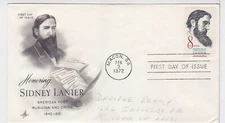 TurtlesTradingPost- Sidney Lanier, Poet- 1972 #1446- FDC Artcraft Cachet