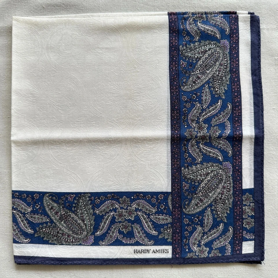 Pañuelo de Colección Tejido Ogee Borde Rayas Paisley Floral Bolsillo Cuadrado Foto 2 de 4