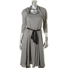 Signature by Robbie Bee Gray Rib 7 in 1 Convertible Scarf Sweater Dress ~M M3020