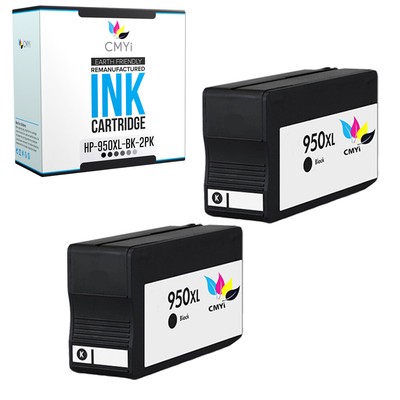 2 PK Black 950XL Replacement Ink Cartridges for HP CN045AN Fits Officejet Pro