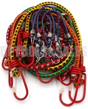 12pc Multicolor Bungee Cord Tie Down Set 10" 18" 24" 30" 36" Straps 2 Hook End