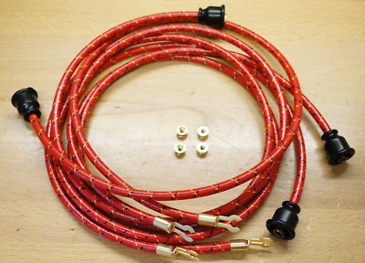 IH McCormick-Deering W-12 Standard Cloth Copper Spark Plug Wire Set w/ Thumb Nut