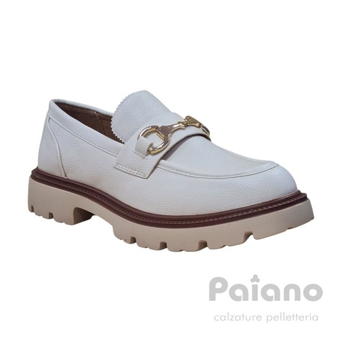 Mocassino 3254 pelle beige fondo gomma - Foto 5 di 5
