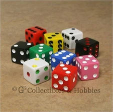 NEW 10 Multi-Color 16mm Dice Set RPG Bunco Game Six Sided 5/8 inch D6 Koplow