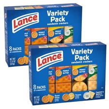 Lance VARIETY 2 Pack Sandwich Crackers 8 Packets Captain's Wafers Cream Ch, PB