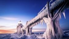Landscape ice lighthouse nature cold frost winter snow Custom Gaming Mat Desk