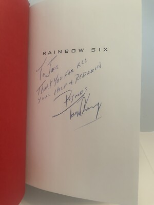 Signed: Rainbow Six by Tom Clancy 1st Edition/1st Printing