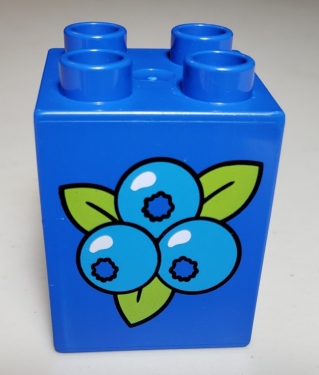 LEGO DUPLO BLUE 2X2X2 BLUEBERRIES FOOD FRUIT PATTERN PART PIECE