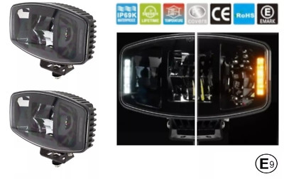 2x 10 Zoll LED Spotlicht Oval 12/24V Weiß Orange für Iveco Mercedes-Benz LKW SUV