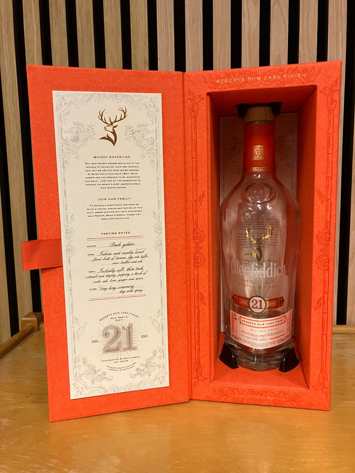 Glenfiddich 21 Year old single malt Scotch whisky Empty bottle and