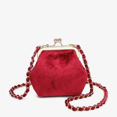 JEN & CO CLEO RED VELVET COIN POUCH CROSSBODY CP2338V-PERFECT ACCESSORY