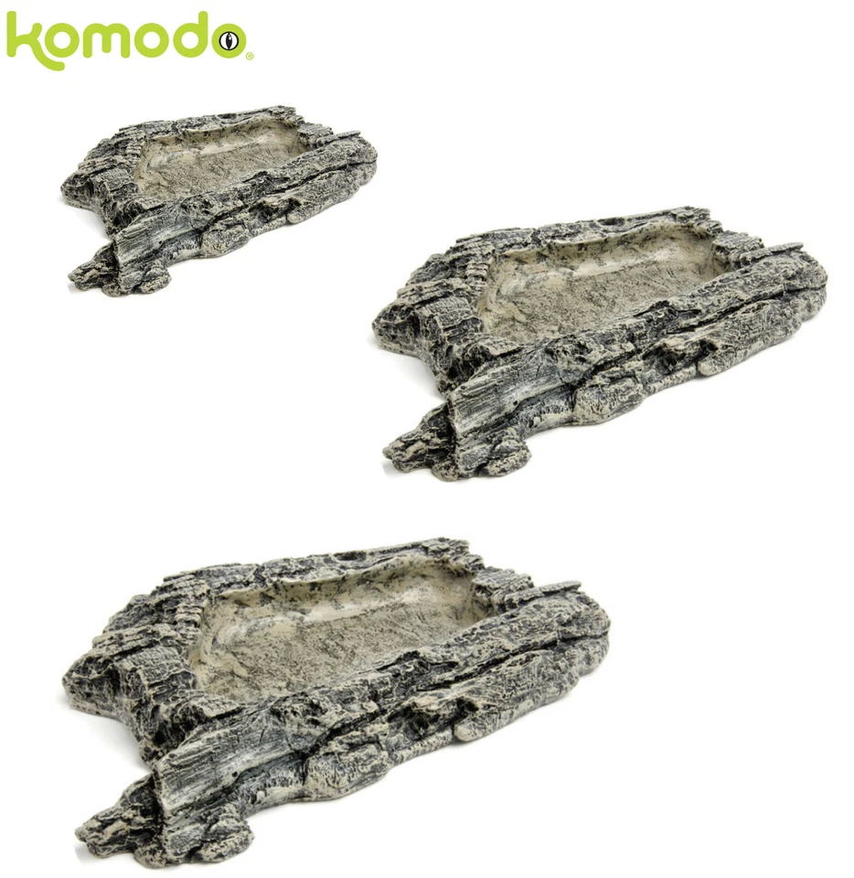 KOMODO REPTILE SNAKE VIVARIUM ROCK FOOD WATER BOWL DISH DECORATION ACCESSORY NEW